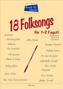 18 Folksongs für 1-2 Fagott (Bassoon) in C